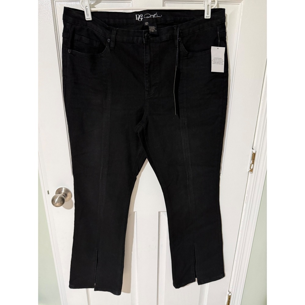 DG2 Diane Gilman Womens Black Split Hem High Rise Stretch Jeans Size 18W NEW